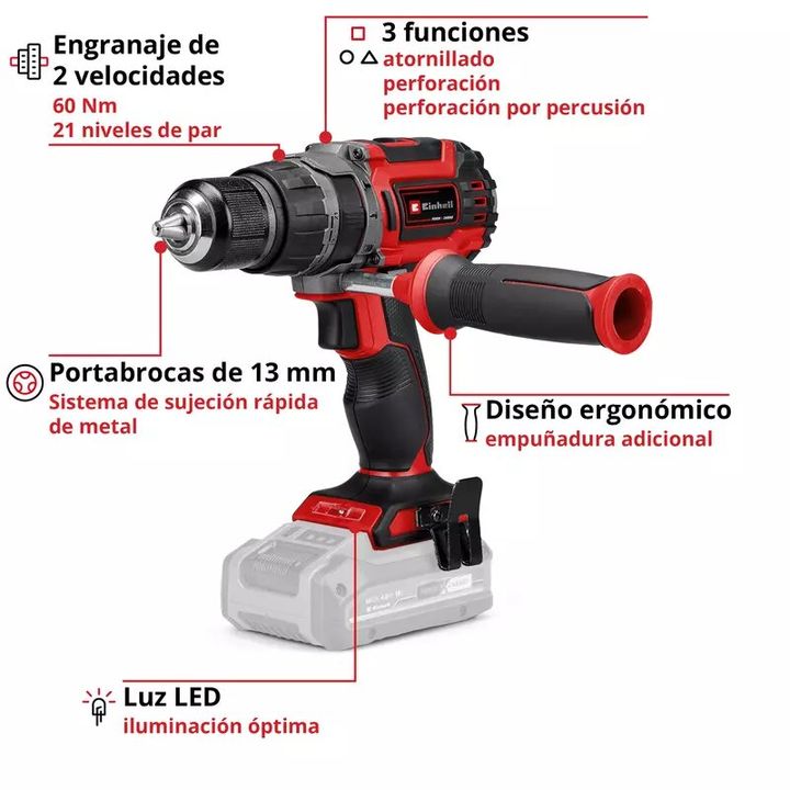 Einhell Taladro impacto Inalambrico TP-CD 18/60 Li-i BL Solo - Vista 3