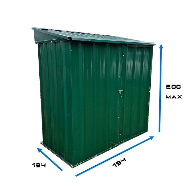 Armario Deposito Galpon de jardin Casi 2x2x2 Techo 1 agua Verde DON ACERO - Vista 2