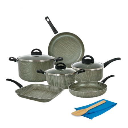 Bateria Antiadherente 11 piezas 1,8 MM Aston Terra Bifera Cacerola Olla Wok Sarten 