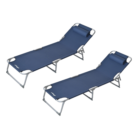 Combo Reposera Plegable Reforzada 8 Posiciones Waggs X2 Azul