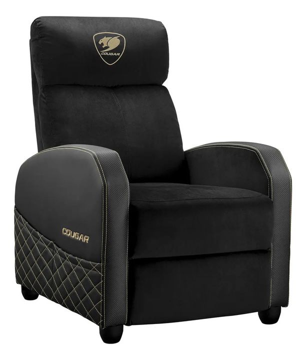 Sillon Gamer Cougar Ranger Elite Gold Tapizado De Terciopelo Negro - Vista 2