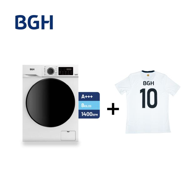 Combo Lavarropas BGH Inverter Carga Frontal Blanco 8kg + Camiseta BGH adidas Talle M - Vista 2