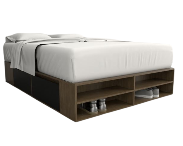 Base Cama Box Linea Minimal 1.40m 4 Cajones Con Estantes 6442 Nogal/Negro Tables - Vista 8