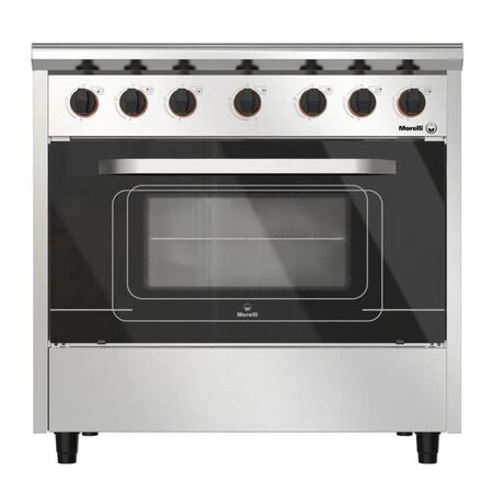 Cocina Morelli 18037 Country 900 M-Gas 6 Hornallas Con Visor Acero inoxidable