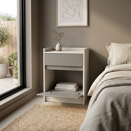 Mesa De Luz 1 Cajon 1 Puerta  Polar|gris C. Tables