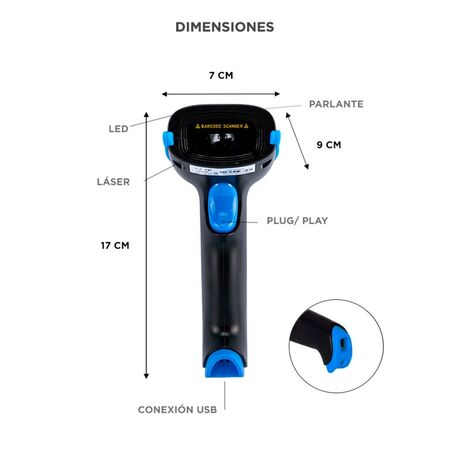 Lector de Código de Barras Gadnic Inalámbrico USB Memoria Interna + Soporte