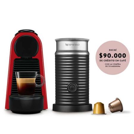 Cafetera Nespresso Essenza Mini Roja D + Aeroccino A3KD30-AR-RENE2