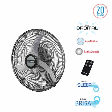 Ventilador De Pared Orbital Liliana 20" Cromado - Con Control Remoto Vwc2016