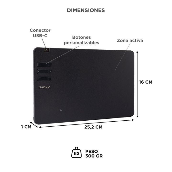 Tableta Gráfica Gadnic con Bolígrafo - Vista 6