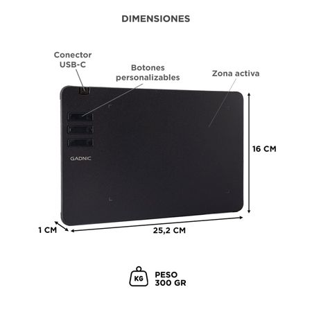 Tableta Gráfica Gadnic con Bolígrafo