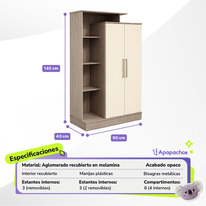 Modular Multifuncion 2 Puertas y 3 Estantes Organizador Golden Oregon Maximo Fortaleza - Vista 3