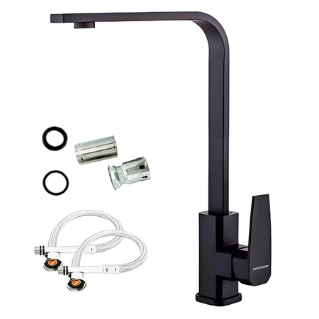 Grifería Monocomando Cocina Caño Alto Moderno Novohome Negro