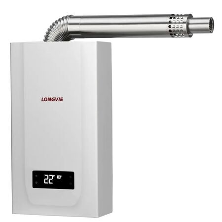 Calefon Longvie 15L Gas Natural Tiro Balanceado Forzado Blanco Display CBF15-N