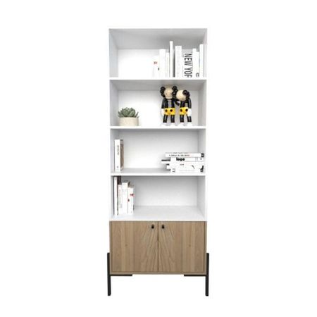 Biblioteca Metalwood DS Home 2 puertas Olmo Everest Blanco 183x67x36 cm