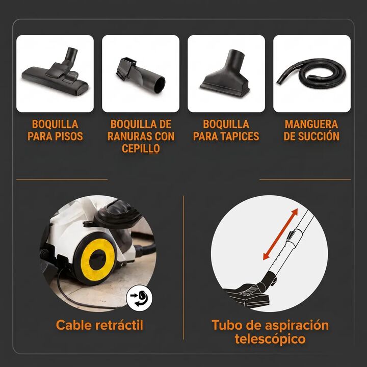Aspiradora Karcher Vcl 3 Cyclonic 1.5 Litros 1000w Sin Bolsa - Vista 3