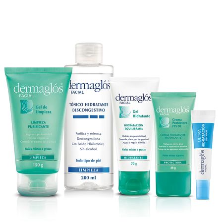Dermaglos Set Belleza Rutina Piel Mixta A Grasa 5 Unidades