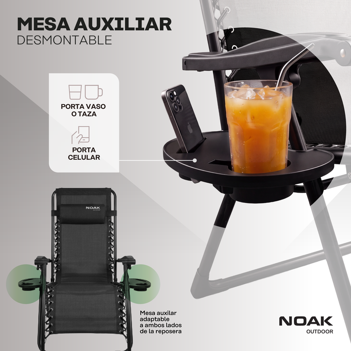 Set x2 Reposeras Plegables NOAK Zero Gravity Acero - Vista 4