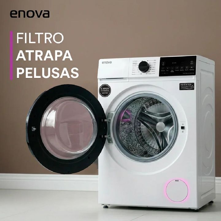LAVARROPAS AUTOMÁTICO E-NOVA LE-06F12BL 6.5 KG 1200 RPM CARGA FRONTAL INVERTER BLANCO - Vista 6