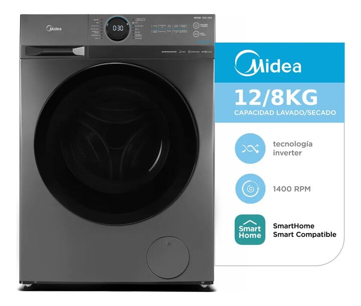 Lavasecarropas Automático Midea Lunar Inverter 12 kg Titanium Wifi MF200D120B/T-A1 - Vista 1