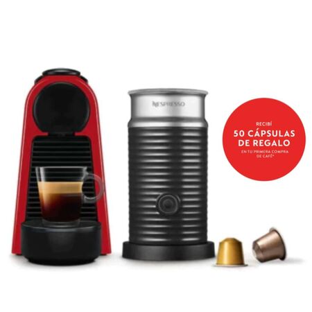 Cafetera Nespresso Essenza Mini Roja D + Aeroccino A3KD30-AR-RENE2