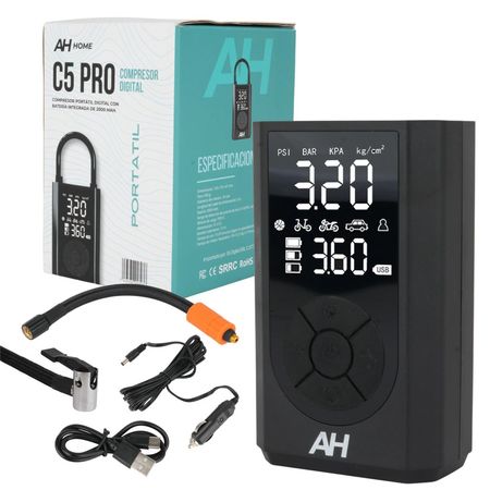 Compresor De Aire Portatil Powerbank Linterna Alpina C5 Pro