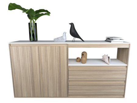BAHIUT COMODA RACK PARA COMEDOR 175 CM 2 CAJONES Y 2 PUERTAS COCO BOLO