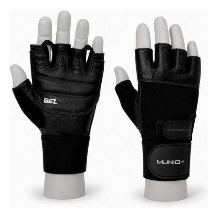 Guantes Entrenamiento Gym Fitness Jimnox Cuero Crossfit Negro Liso S