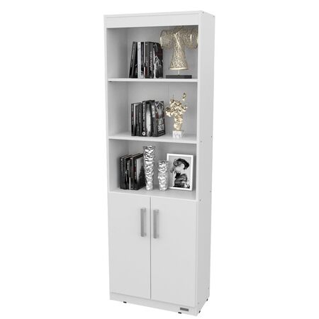 BIBLIOTECA MOSCONI BLANCA CON ESTANTES Y PUERTAS REPISA 81049 COLOR BLANCO