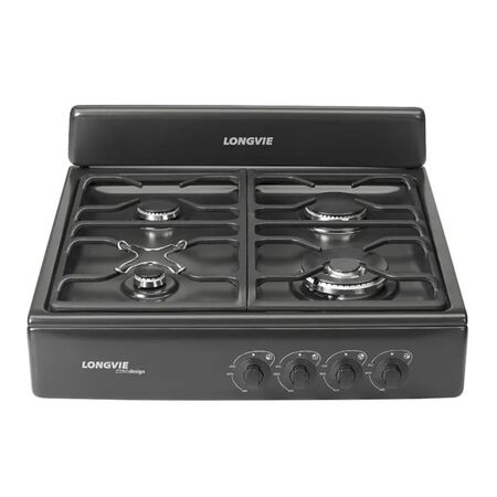 Anafe a Gas Longvie 60cm Reja Fundicion Encendido Doble Corona Grafito A16601G