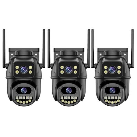 Combo: X3 Cámaras de Seguridad Dalton Doble Exterior / Interior Leds 4K Negra DA-CAM08