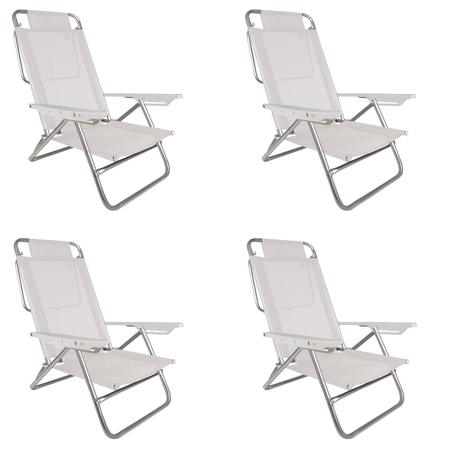 Kit X4 Sillas Reposeras de Aluminio 6 Posiciones Mor Blanco