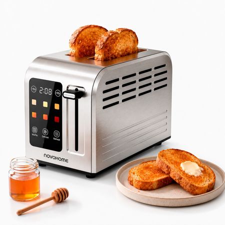 Tostadora Digital 2 Rebanadas Novohome 1000W Pantalla Touch