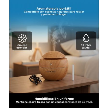 Difusor Gadnic Humidificador Aromatizante para Aceites 130mL Bamboo