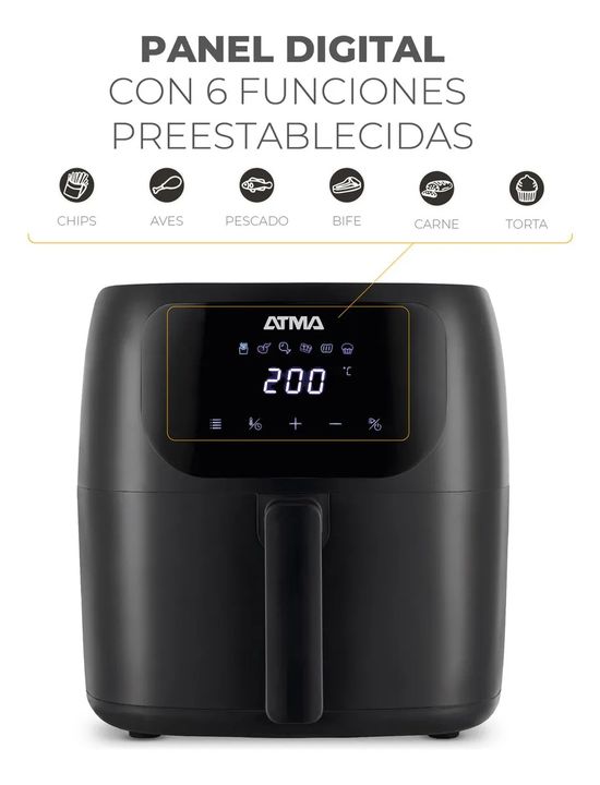 Freidora De Aire Digital Sin Aceite Atma Pro Fr60arbp 6,5l Color Negro - Vista 10