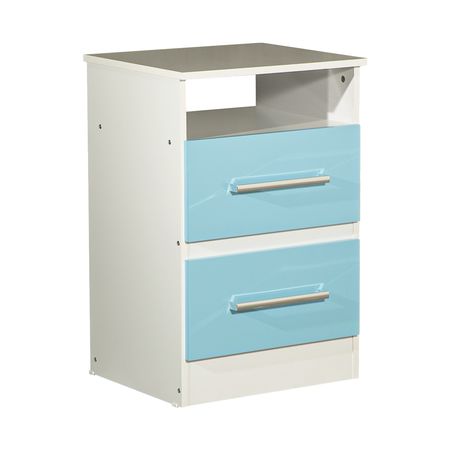 Mesa de Luz Infantil de 2 Cajones Maximo Fortaleza Celeste y Blanco