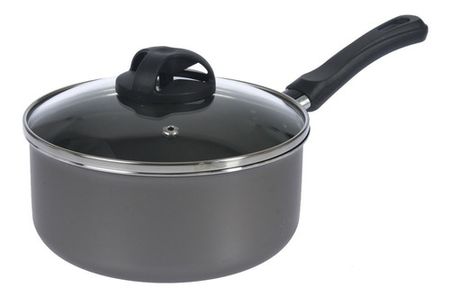 Cacerola De 18 Cm Con Tapa De Vidrio Antiadherente Aston Gris