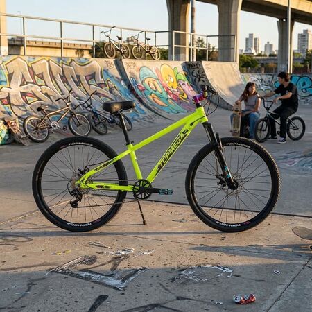 Bicicleta MTB Topmega Whiper Talle Único R26 7V Amarillo Fluo/Negro Disco Mec.