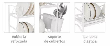 Secaplatos escurridor CHICO Hudson 2 pisos acero BLANCO