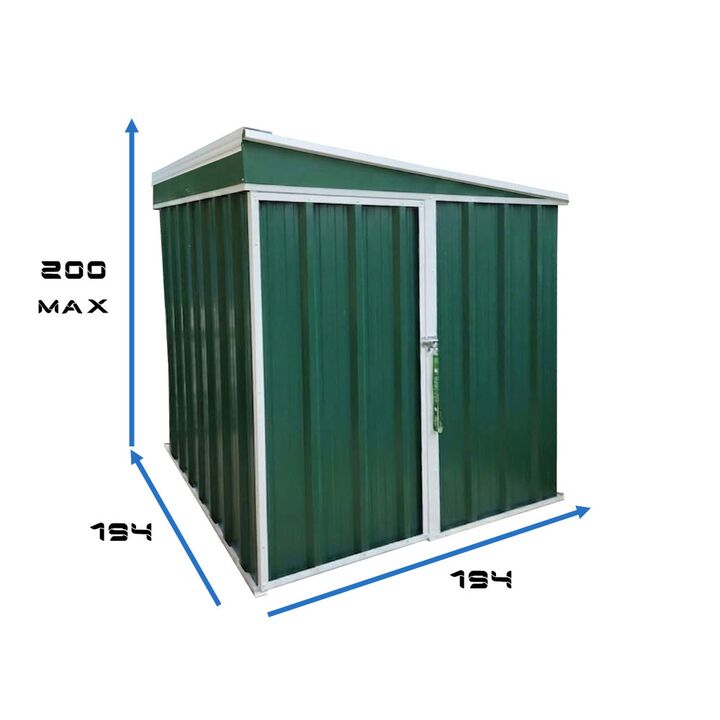 Armario Deposito Galpon de jardin Casi 2x2x2 Techo 1 agua Verde DON ACERO - Vista 2