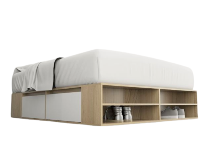Base Cama Box Linea Minimal 1.40m 4 Cajones Con Estantes 6442 Olmo/Everest Tables - Vista 3