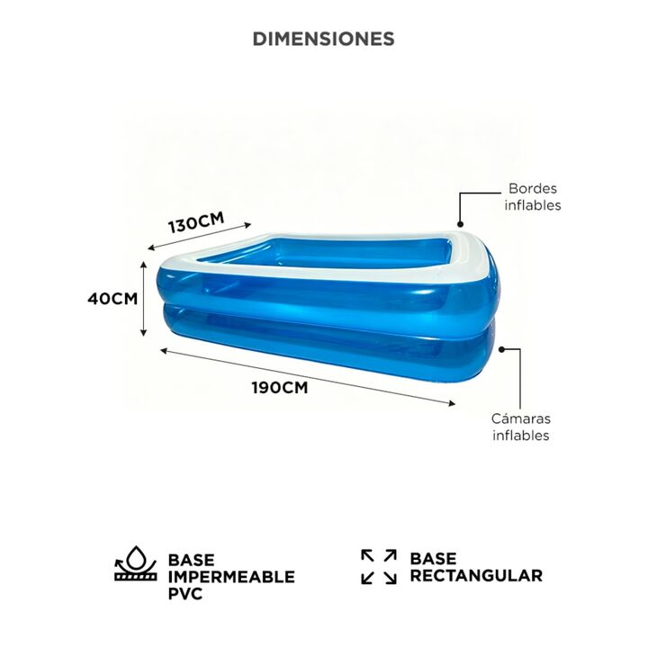 Pileta Inflable Rectangular Gadnic Familiar 1530 Lt PVC - Vista 6