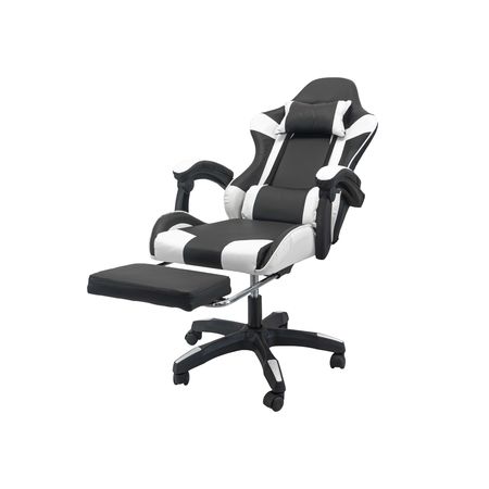 Silla Gamer T-GO Ergonómica Reclinable + Apoya Pies  Color Blanco con negro