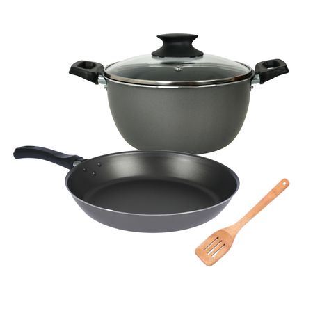 Bateria Cacerola Sarten Olla Antihaderente Aston Plata