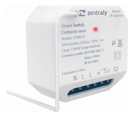 Zentraly Smart Switch Contacto Seco Kinetic Wifi Ztwkc01