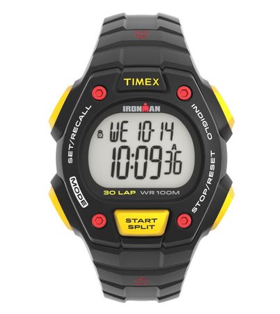 RELOJ DIGITAL TIMEX- IRONMAN CLASSIC 30LAP 40MM NEGRO Y AMARILLO (TW5M58900) (RTX0614)