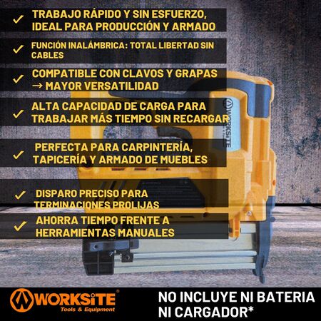 Engrampadora Clavadora Inalámbrica Completa Worksite 2 En 1