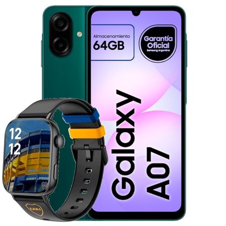 Celular Samsung Galaxy A07 64GB verde + Smartwatch Colmi Boca C8 Negro