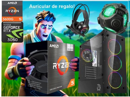 PC GAMER RYZEN 5 5600 4.4GHZ 16GB RAM RTX3050 6GB DDR6 REGALO AURICULAR RGB