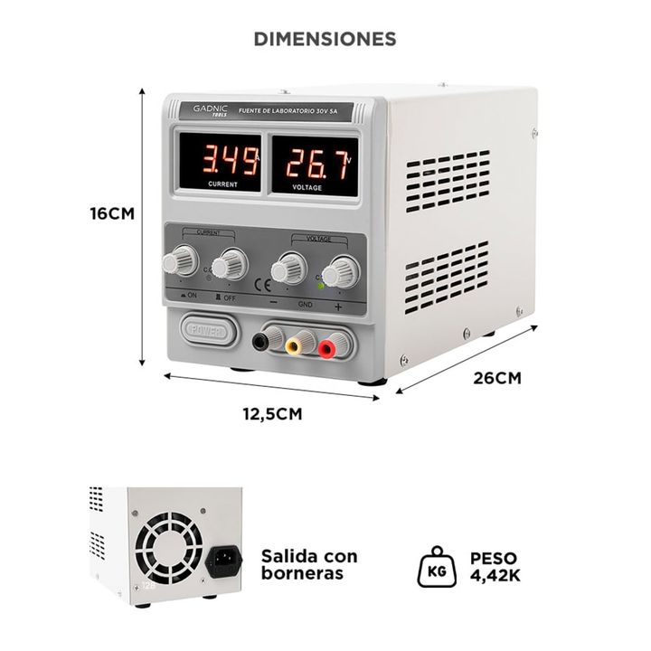 Fuente De Alimentación Gadnic 305D Potente 30V 5 Amps Laboratorio - Vista 6
