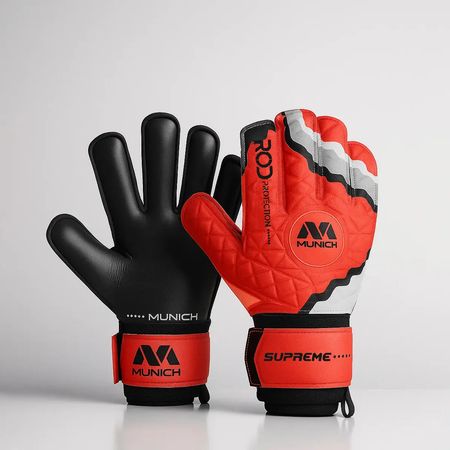 Guantes Arquero Munich Supreme Varillas Palma Latex Aleman Rojo/ Negro #8